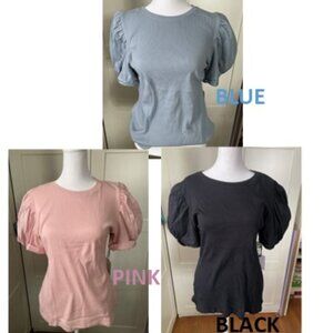 Puffy Sleeve Casual Top In 3 Colors Size Large NEW w/tags knit fabric Macys